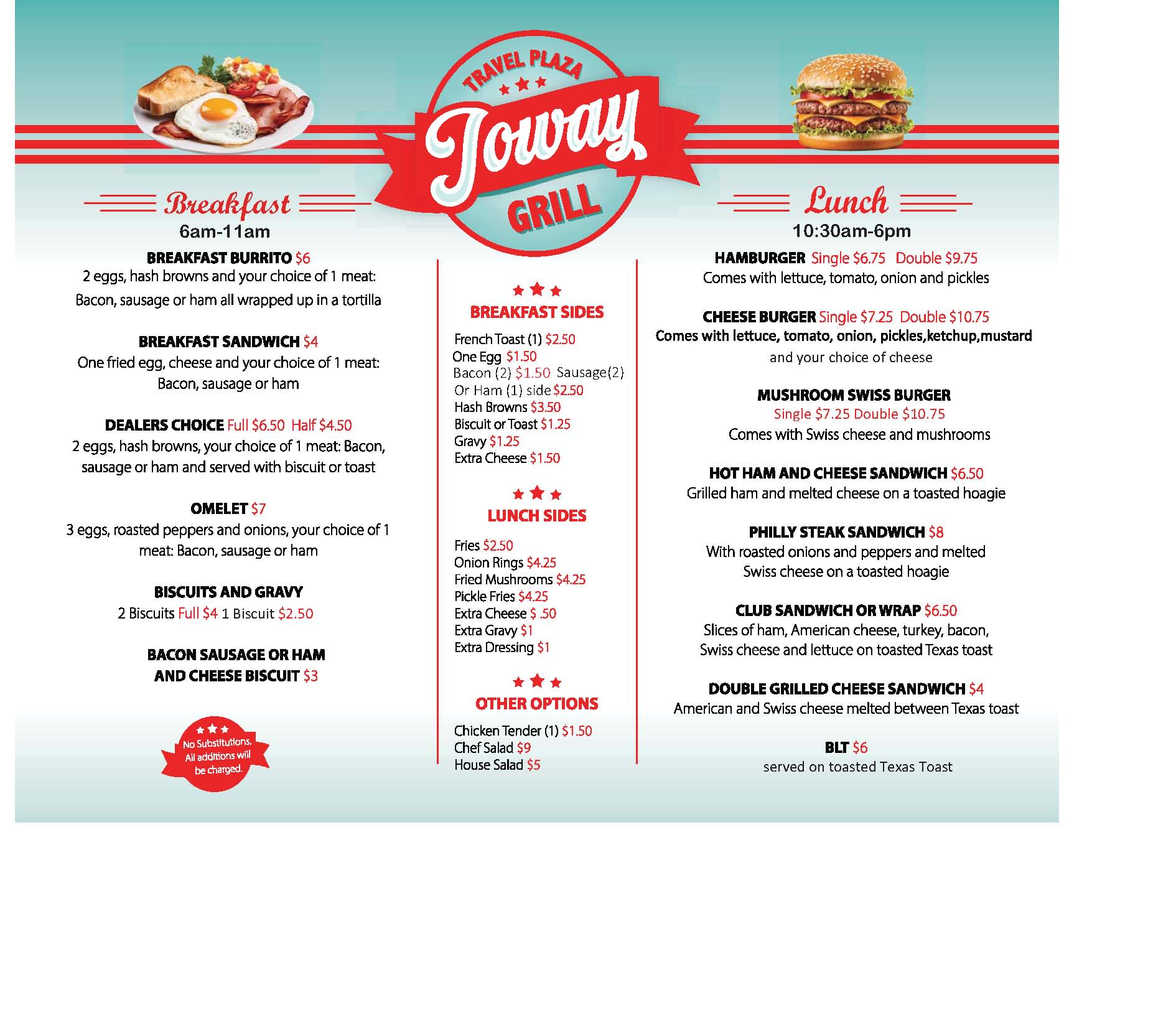 ioway travel plaza menu